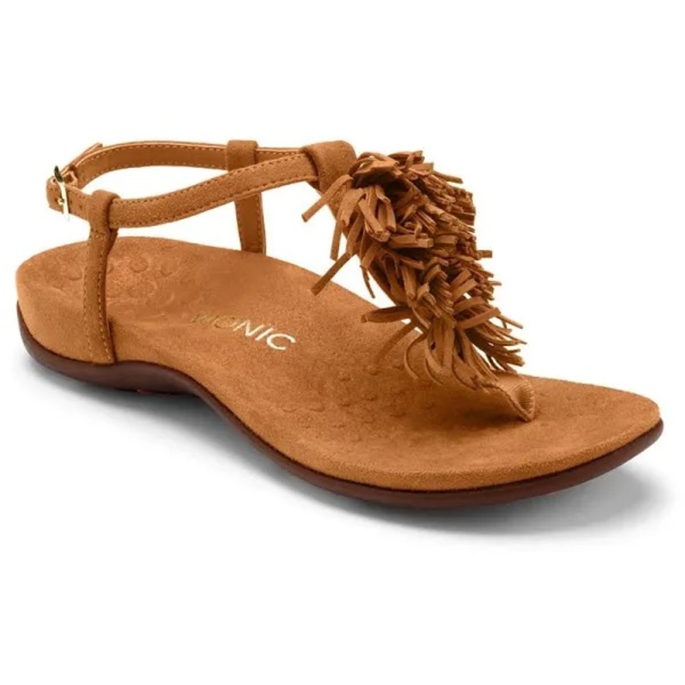 NWOT VIONIC Rest Sosha Brown Suede Ankle Strap Tassel Sandals Size 8